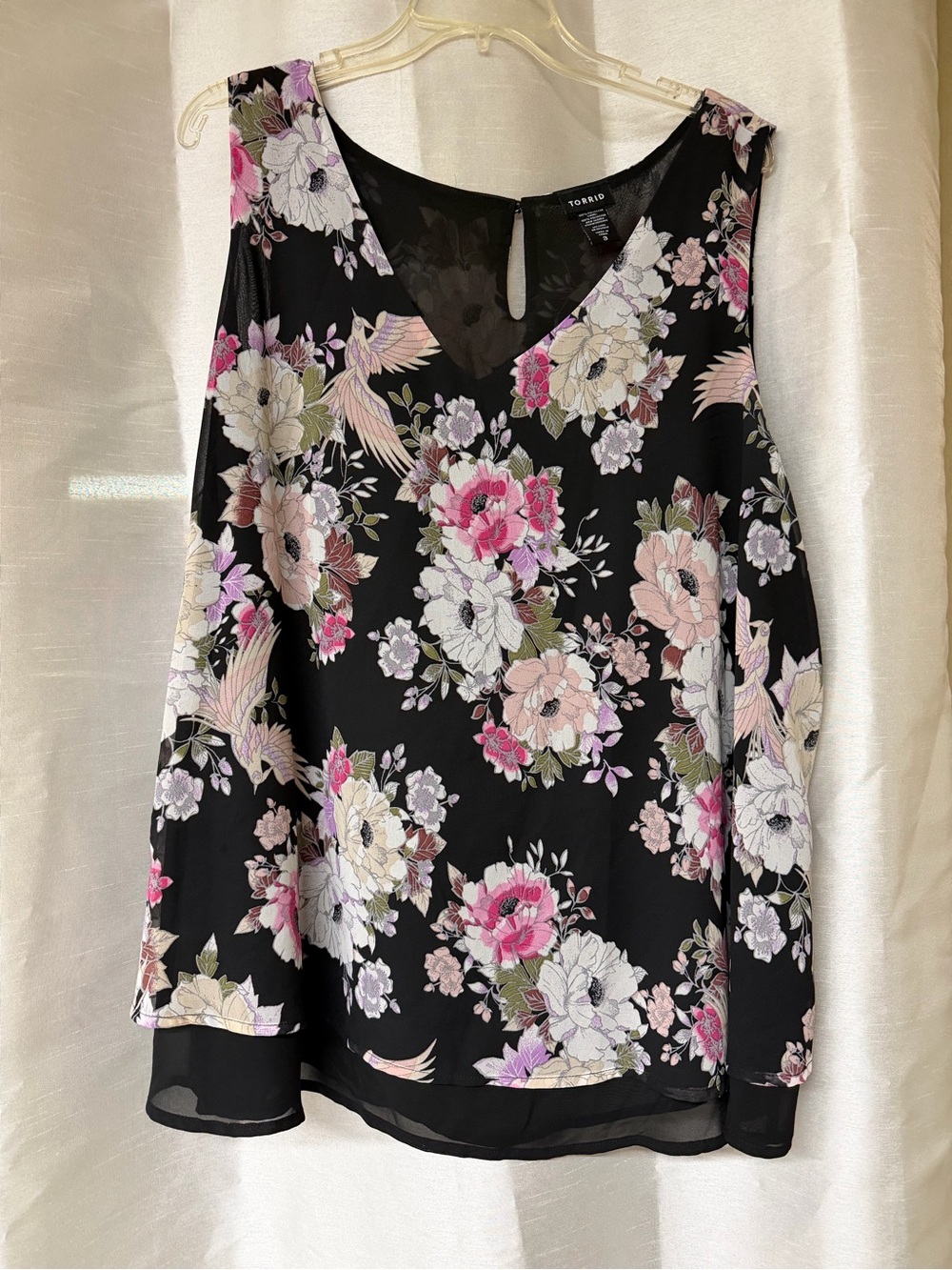 torrid Black Floral V-Neck Sleeveless Blouse